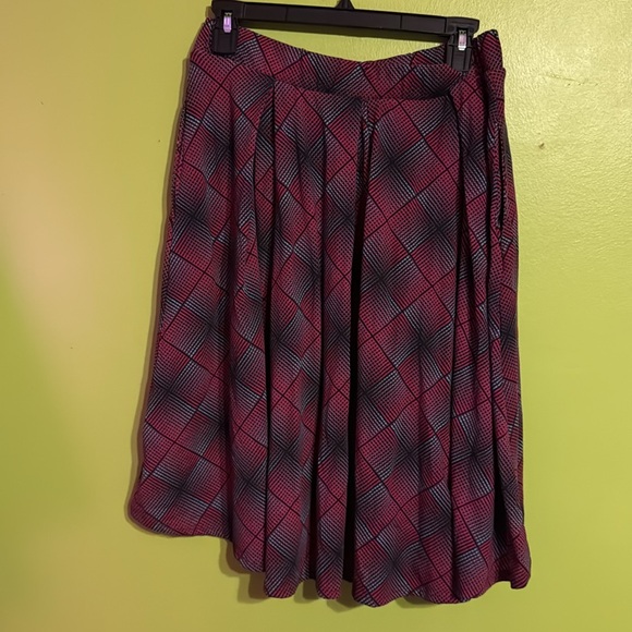 Lularoe Pink Blue & Black Geometric Print Stretch Midi Skirt Size M - Picture 4 of 6